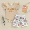 Set di abbigliamento 2023-11-21 Lioraitiin 0-18M Vestiti per bambina nati Infantile Completo estivo Pantaloncini a costine Set Pagliaccetto per bambina di papà Abito floreale