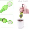 100 stuks thee-infusers 18 cm drinkgerei drinkgerei creatief ingebouwde plunjer siliconen thee-infuser niet-giftig plastic koffie-theezeefjes ZZ