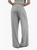 Women's Pants Women 2 Piece Pajama Set Long Sleeve Crop Tops And Elastic Wide Leg For Loungewear Soft Sleepwear Nightwear