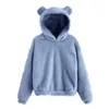 Sweats à capuche pour femmes Femmes Sweat à capuche d'hiver Couleur unie Peluche épaisse à capuche confortable Garder au chaud Doux Plus Taille Oreilles Décor Dame pour un usage quotidien Sudaderas