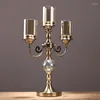 Candle Holders Classical Iron Art Candelabrum Decorative Crystal Glass Branched Stand Living Room Ornament Dining Table Furnishing