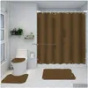 Letter Shower Curtains Digital Printing Waterproof Home Curtain Polyester Cloth Bathroom Four-Piece Set Drop Delivery Dhmsv