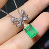 Hängen 925 Silver Natural Emerald Pendant Elegant Light Luxury Nisch Birthday Present for Girls