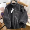 Men's Jackets Women's Coat Fleece Winter Stand And Autumn Japanese Neck Jacket Couple Zipper Loose Warm Lamb Wool Solid Col