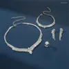 Halsbandörhängen Set Luxury Crystal Zircon Wedding Bride Elegant Armband Ring for Women Bridal Gift Party