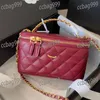 List przenośna kobiety mini kosmetyczna torba Klasyczna Portownik Zipper Crossbody z lustrem Złotą Sprzęt Luksusowy torebka wieczorna sprzęgła walizka Moneta Moneta 17 cm