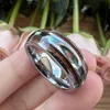 Band Rings Men's Women's 8mm Wedding Bands Tungsten Ring Abalone Shell And Koa Wood Inlay Domed Polished Shiny Comfort Fit 231218