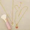 Anhänger Halsketten Collares De Moda 2023 Mujer Gold Überzogene Herz Halskette Für Frauen Zirkon Emaille Kurze Kette Designer Schmuck Paar geschenke