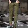 Jeans pour hommes 2024 Vert Denim Biker Skinny Runway Distressed Slim Elastic Homme Hip Hop Militaire Moto Cargo Pantalon