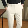 Abiti da uomo 2024 Primavera Estate Business Casual Pantaloni Maschili Slim Nove punti Pantaloni da uomo Tinta unita Abbigliamento formale Pantaloni dritti I727