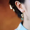 Boucles d'oreilles pendantes de Style ethnique chinois, plaqué or, boucle de paix, perle d'eau douce pour femmes, cadeau de fête pour petite amie