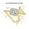Кластерные кольца Derenity Day 2ct D Color 6 8 мм сияющая свадьба Moissanite Wedding для женщин S925 Серебряные ленты.