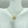 Collane con ciondolo Collana placcata oro per regalo da donna con catena in acciaio inossidabile e gioielli di moda con zirconi a farfalla