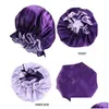 Accessoires de tondeuses à cheveux Femmes Bonnet de nuit en soie Chapeau double face Porter tête Er Sleep Bonnet en satin pour beaux cheveux - Réveillez-vous parfait Da Dhe18