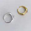 Anillos de boda Anillos abiertos cuadrados de una sola perla Plata de ley 925 Anillo de compromiso de promesa ajustable liso de moda coreana para mujeres 231218