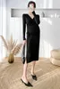 Costumi da bagno M15 # Sexy Hot Chic Ins Abito premaman lavorato a maglia Elegante A Line Aderente su scollo a V Abiti slim per le donne incinte Gravidanza