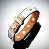 high quality brand jewerlry real leather bracelet for women round rivet stainless steel bracelet