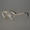 Solglasögon ramar handgjorda retro glasögon ram rent titan runda ultralätt manlig myopia kvinnlig japansk burk designer
