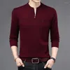 2024 Men's Sweaters Winter Middle Aged Thick Warm Half Neck Zipper Standing Wool Sweater Print Patchwork Business Casual Fleece Long Sleeve Top