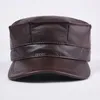 Ballkappen echter Lederhut Herren Baseball Cap Erwachsener Winter warmes verstellbares Ohr mit dem Jahres Geschenk B-7202