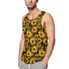 Regatas masculinas Sunflower Top Homens Flores Imprimir Verão Design Treino Cool Oversized Camisas Sem Mangas