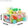 Sortera häckning Staping Toys Montessori Matchning Sortering Toy Wood Farm Animal Stacking Toys Toddler Fine Motor Färdigheter för 1+ år gamla Kids Education Toys Q231218