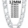 solid 925 Sterling Silver necklace for men classic 12MM Cuban chain 18-30 inches Charm high quality Fashion jewelry wedding 220222226Y
