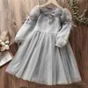 Mädchenkleider Kinder Partykleider für Mädchen Outfits Hochzeit Babykleidung Prinzessin Kleid Grau Kinderkostüme Frühling Herbst 4 6 8 10 12 Jahre