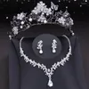 Ketting Oorbellen Set Prachtige Vlinder Tiara Bruids Voor Vrouwen Kroon Bloem Choker Bruiloft Bruid Kostuum Sieraden Accessoires