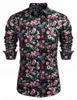 Camisas casuais masculinas moda Cuba Azul Vermelho Rosa Camisa Havaiana Floral 3D Impresso Homens Praia Blusa Lapela Roupas