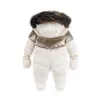 ロンパーズ冬の赤ちゃんロンパーズ厚い温かい幼児フード付きフリースジャンプスーツボーンボーイガールオーバーオール幼児衣類セット231218