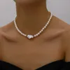 Pendant Necklaces 2023 Trend Elegant Jewelry Wedding Big Pearl Necklace For Women Fashion Imitation Green Rose Color Stone Choker 231216