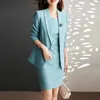 Two Piece Dress Green coffee blue highend suit skirt women's twopiece spring and autumn formal professional small coat 231218