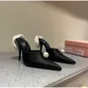 2023 Brand Silk Pumpar Women High Heel Shoes 10.5cm Spring Flower Heel Satin Bride Heels Rhinestone Pointed Stängd tå Party Heels Elegance Sandals Wedding Shoes 35-42