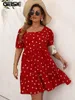 Dresses GIBSIE Heart Print Puff Sleeve Ruffle Hem Dress Plus Size 3XL 4XL Women Holiday Casual Boho Summer Mini Dresses Women Clothing