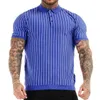 Camiseta masculina camiseta estilo europeu e americano roupas listradas de malha polo camisa de manga curta suéter top