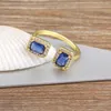 Cluster Rings AIBEF Elegant Women Blue Square Crystal Daity Accessories High-quality Gold Color Bands Adjustable Fashion Jewelry