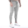 Herrbyxor män avslappnad jogging pocket sportbyxor gym sweatpants snabb torr fitness löpande joggar man kläder streetwear