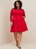 Casual Dresses 100.00kg Plus Size Women's Clothing Chubby Girl Fashion Export Single Waist Slim Looking Red Dress Summer Wear