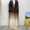 Ropa étnica Mujer Abierta Abaya Musulmán Ramadán Cómodo Manga Larga Casual Negro Abayas Turco Dubai Mujer Islámica 6 Colores