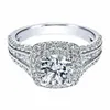 Pierścionki ślubne srebrny kolor s925 Diamentowy pierścionek dla kobiet kwadrat Anillos Bizuteria ślubna Diamant Clear White Topaz S925 Srebrna pierścień biżuterii 231218