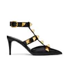 2024 luksusowy projektant spiczasty palce z kołkami butów matowe skórzane sandały Sandały Kobiety Studded Strappy High Heels Walentynowe Sandale z pudełkiem 35-43 EUR