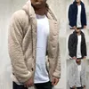 Men's Jackets Fashion Winter Coat Fluffy Fleece Windproof Plush Hooded