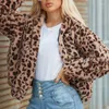 Jaquetas ao ar livre leopardo impresso outwear 2023 moda inverno outerwear mulheres mangas compridas quente sexy lapela casaco à prova de vento