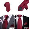 Cravatte Cravatte Hitie Designer Red Bury Plaid Cravatta da sposa in seta per uomo Handky Gemello Regalo Cravatta da uomo Moda Business Party Dr Dhhfh