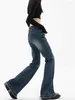 Frauen Jeans Burr Edge Design Hohe Taille Micro Flared Hosen Casual Blau Vintage American Street Weibliche Gerade Denim Hosen