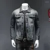 Herrenjacken Frühling Herbst Revers Jeansjacke Männer Stilvolle Vintage Mantel Boutique Button