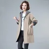 Women's Trench Coats 2023 Autumn Jacket Long Sleeve Overcoat Casual Loose Basic Coat Hooded Windbreaker Female Jackets Outwear 7XL