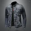 Men's Jackets Spring Autumn Denim Jacket Men Trendy Lapel Coat Fashion Stretch Biker 4XL