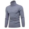 Mens Hoodies Moletons Casual Homens Camisola de Gola Alta Outono Inverno Cor Sólida Malha Slim Fit Pulôveres Manga Longa Malhas Quente Tricô Pulôver 231218